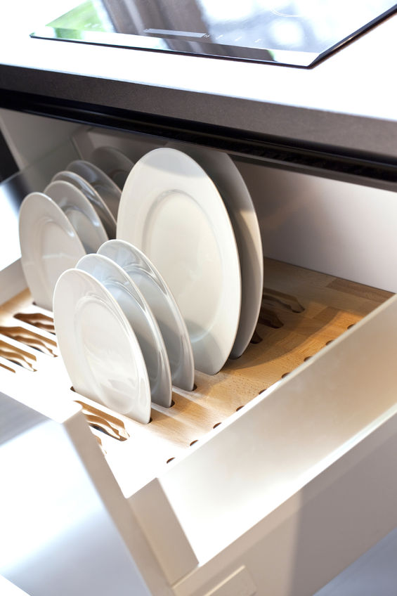 roll out shelving with plates